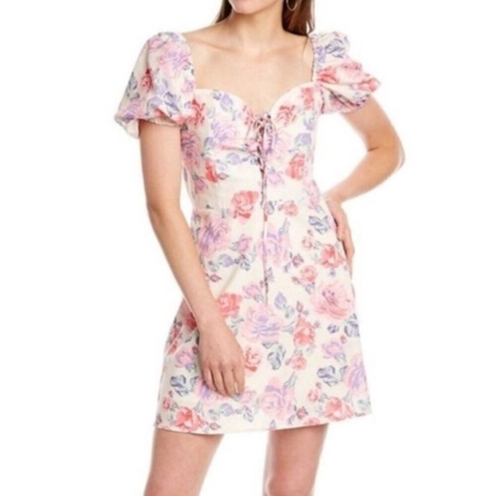 Zara Dress S Pink Milkmaid Mini Floral Dainty Feminine Boho Western Preppy